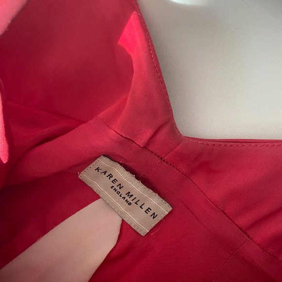 Karen Millen Red Corset Midi Dress (With Bow at Back!) - Picture 7 of 8